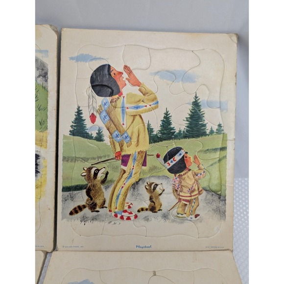 Playskool Golden Press Indian Tray Puzzle Lot of 4 - Picture 3 of 9